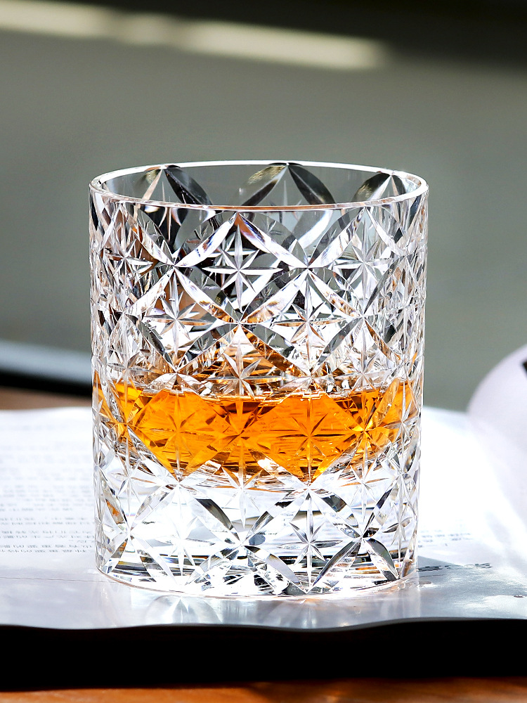 Title 8, Edo Cut Hand Carved K9 Crystal Whiskey Shot Glass