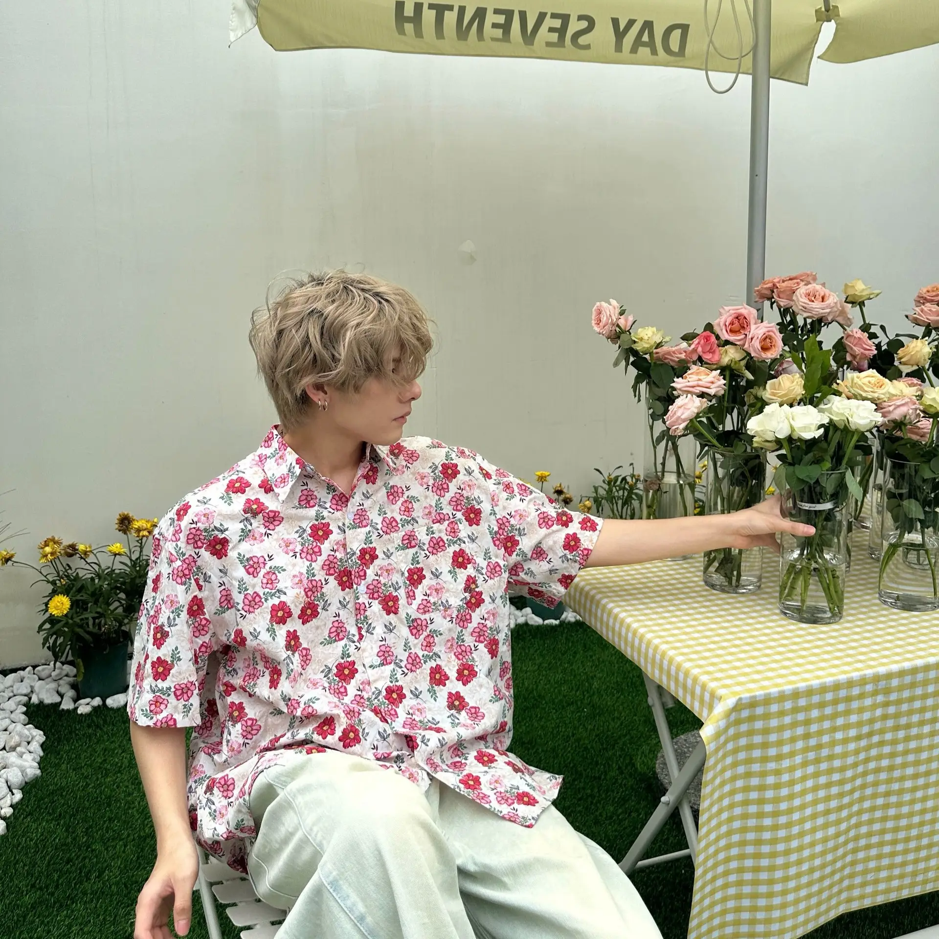 Men's Japanese-style Retro Loose Short Sleeve Floral Shirt