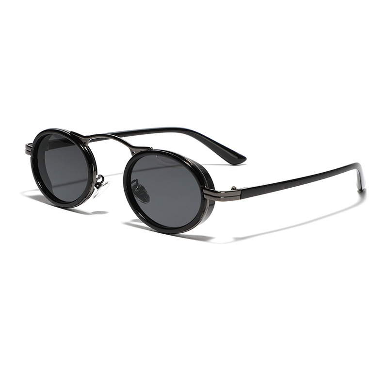 Vintage Punk Style Men’s And Women’s Semi-metal Oval Sunglasses