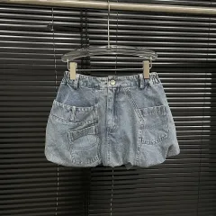 Summer Stereo Retro Pocket Denim Skirt - Blue - View 1