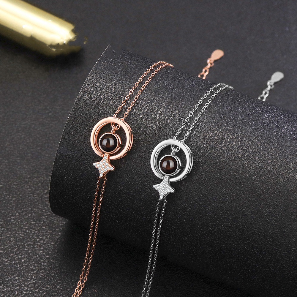 Women's S925 Round Diamond Embedded Star Bracelet