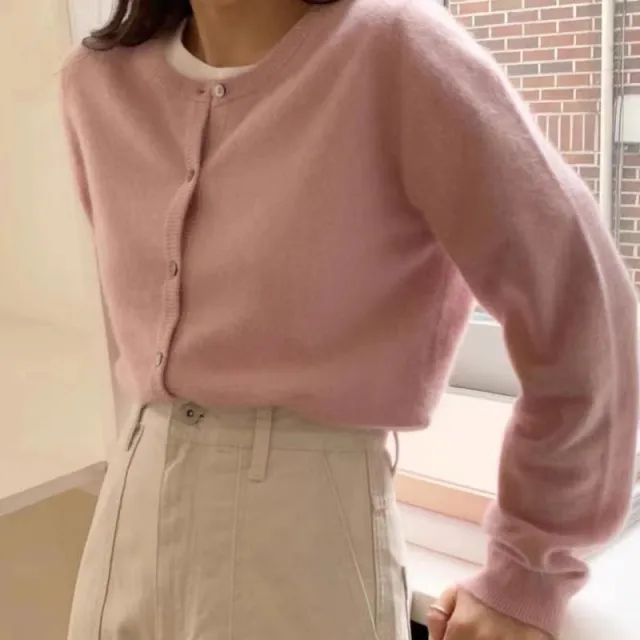 Raccoon Velvet Short Thickened Coat Cardigan Women's Design Sense Niche Small Wool Sweater Pink - Shop at LoveMi