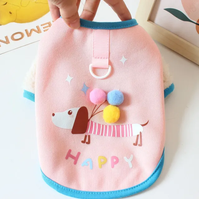 Pet Dachshund Balloon Sweatshirt Fleece Lined Vest For Small Dogs Pink - Shop at LoveMi
