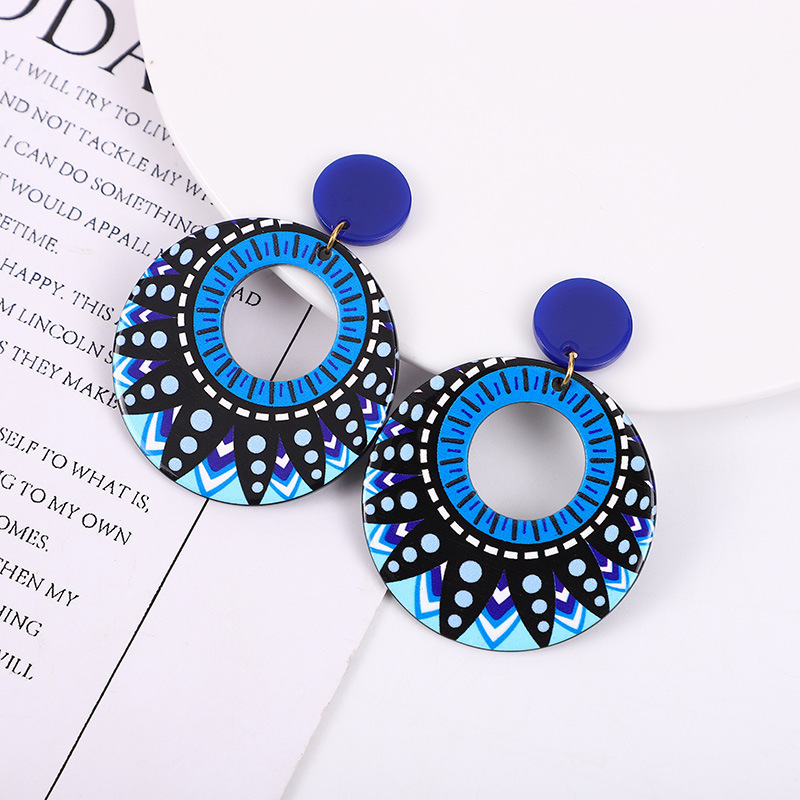 Round Polka Dot Acrylic Ethnic Style Geometric Earrings
