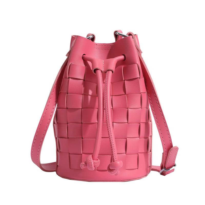 Women's Woven Bucket Shoulder Bag Rose - Shop at LoveMi