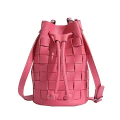 Women's Woven Bucket Shoulder Bag - Rose - View 1