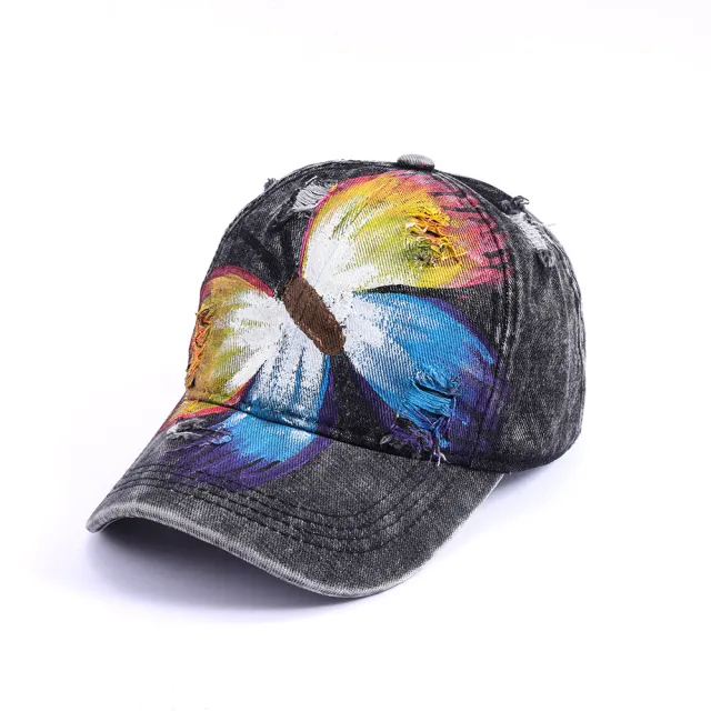 Foreign Trade Hand painted Butterfly Hat European And American Retro Simplicity Baseball Cap Men And Women Outdoor Peaked Cap Cowboy Hat Black - Shop at LoveMi