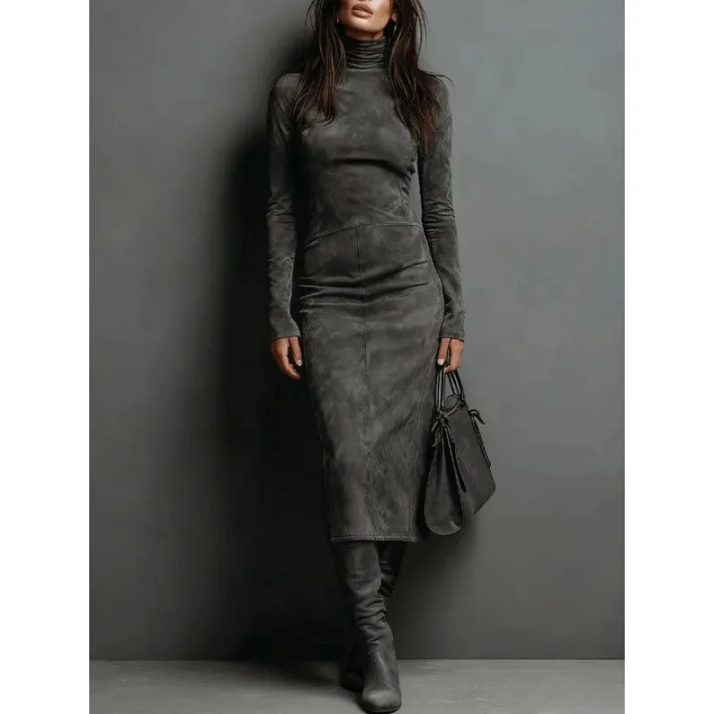 Sexy Slim-fit Long-sleeved Dress For Women - Dark Gray