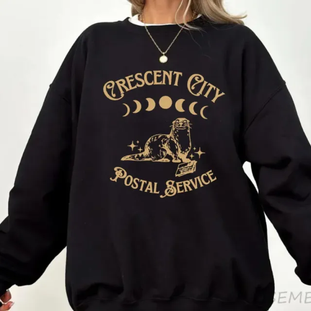 Crescent City Postal Service Cute Otter Sweatshirt Black - Shop at LoveMi