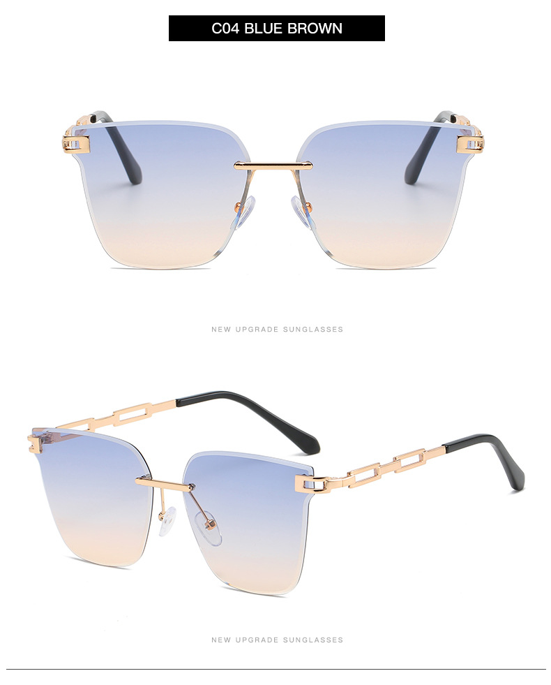 Frameless Trimming Sunglasses Metal Hollow Gradient Color Sunglasses - Image 5