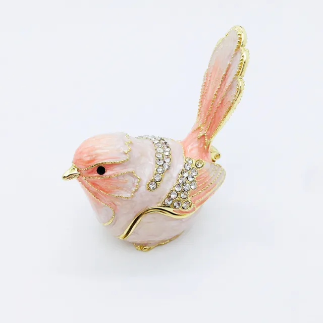 Enamel Jewelry Box Handicraft Home Ornaments Metal Birdcage Bird Pink - Shop at LoveMi