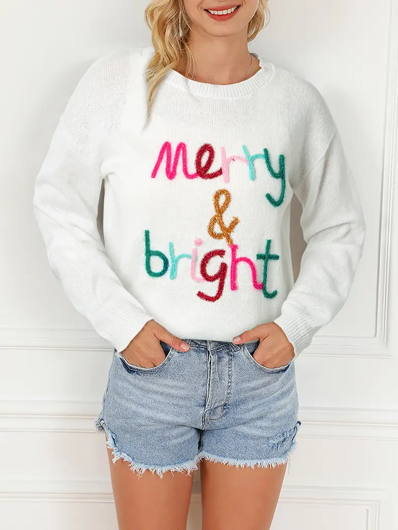 Pullover Crew Neck Casual Style Letter Printed Sweater