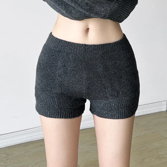 Loose Zip Cardigan Sweater High Waist Fake Two piece Shorts Shorts L - Shop at LoveMi