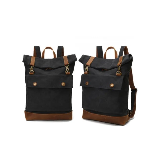 One shoulder Roll Top Roll Cover Backpack Black - Shop at LoveMi