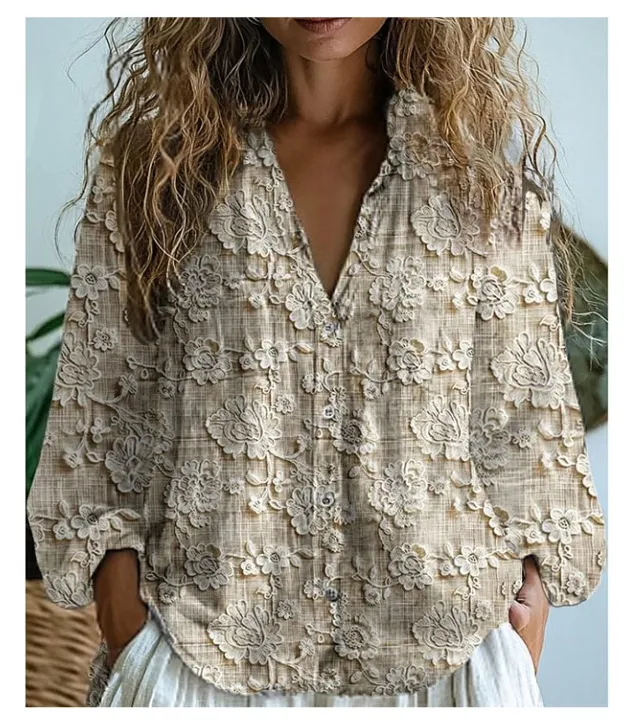 3D Printed Abstract Pattern Women's Long-sleeved Blouse - Bj252123472276-4Xl