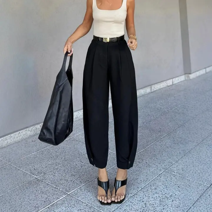 Women's Loose-fitting Solid-color High-waisted Harem Casual Pants