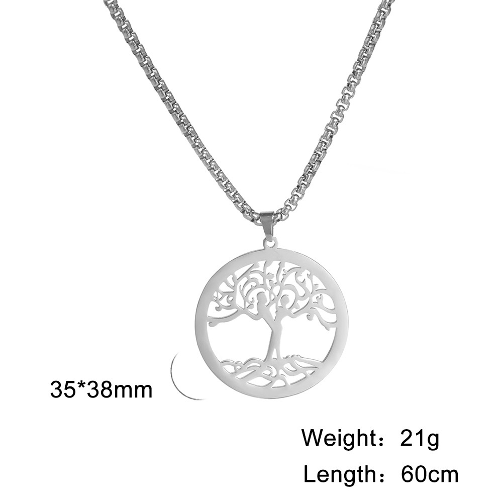 Titanium Steel Popular New Lovers Love World Tree Necklace Hollowed Fashion Stainless Steel Sweater Chain All-matching Accessories