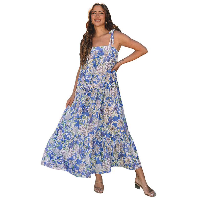 European And American Fashion Flower Printing Loose Long Dress Flower - Shop at LoveMi