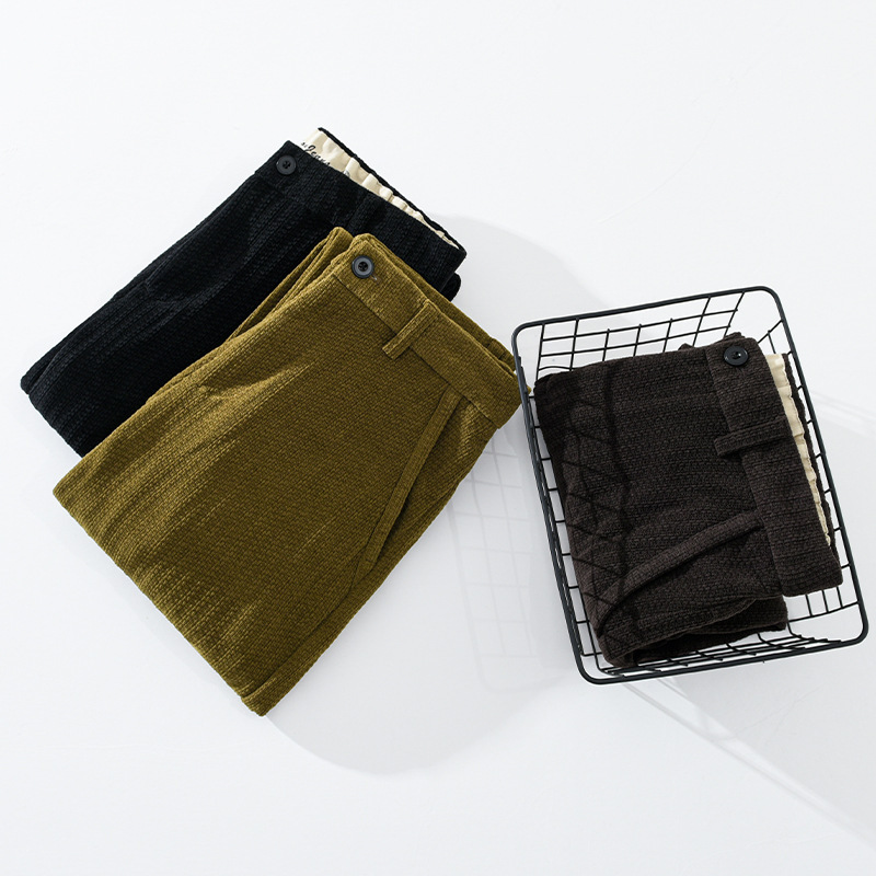 Mens Retro Corduroy Straight-Leg Slim-Fit Casual Pants