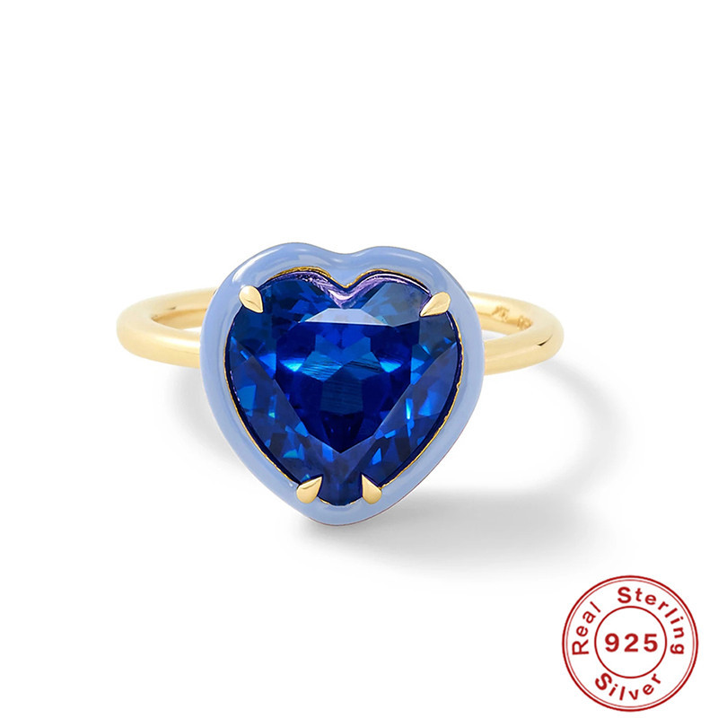 Heart-shaped Gem Oil Dripping Ring Colored Glaze Summer Enamel Ring