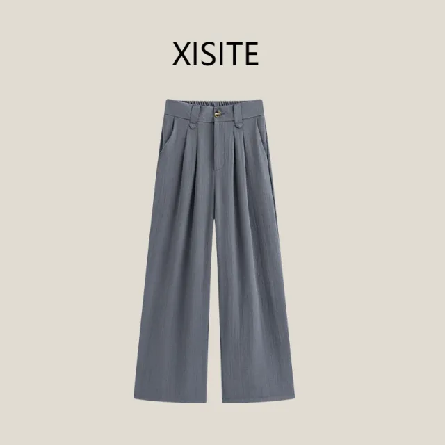 Casual Anti wrinkle Thin High Waist Slimming And Straight Draping Cotton Linen Wide Leg Pants Long Tan - Shop at LoveMi