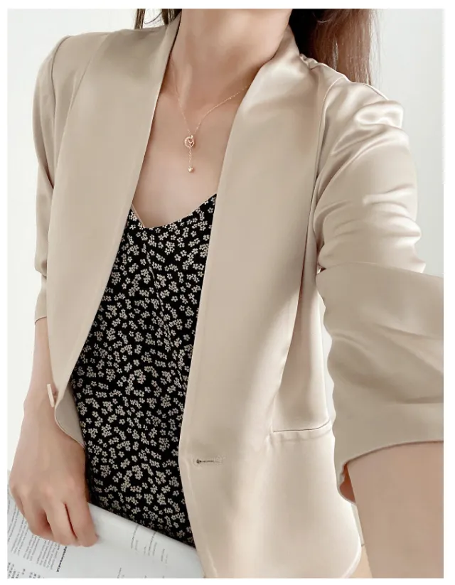 Spring New Elegant V neck 34 Sleeves Coat For Women Champagne - Shop at LoveMi