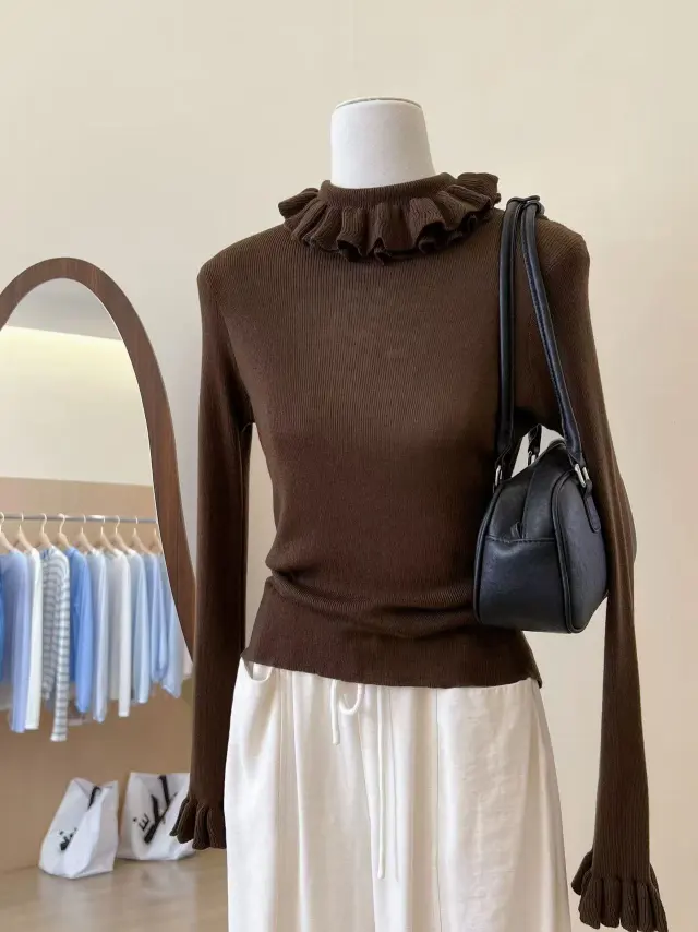 Casual Lace Women's Undershirt Top Brown - Shop at LoveMi