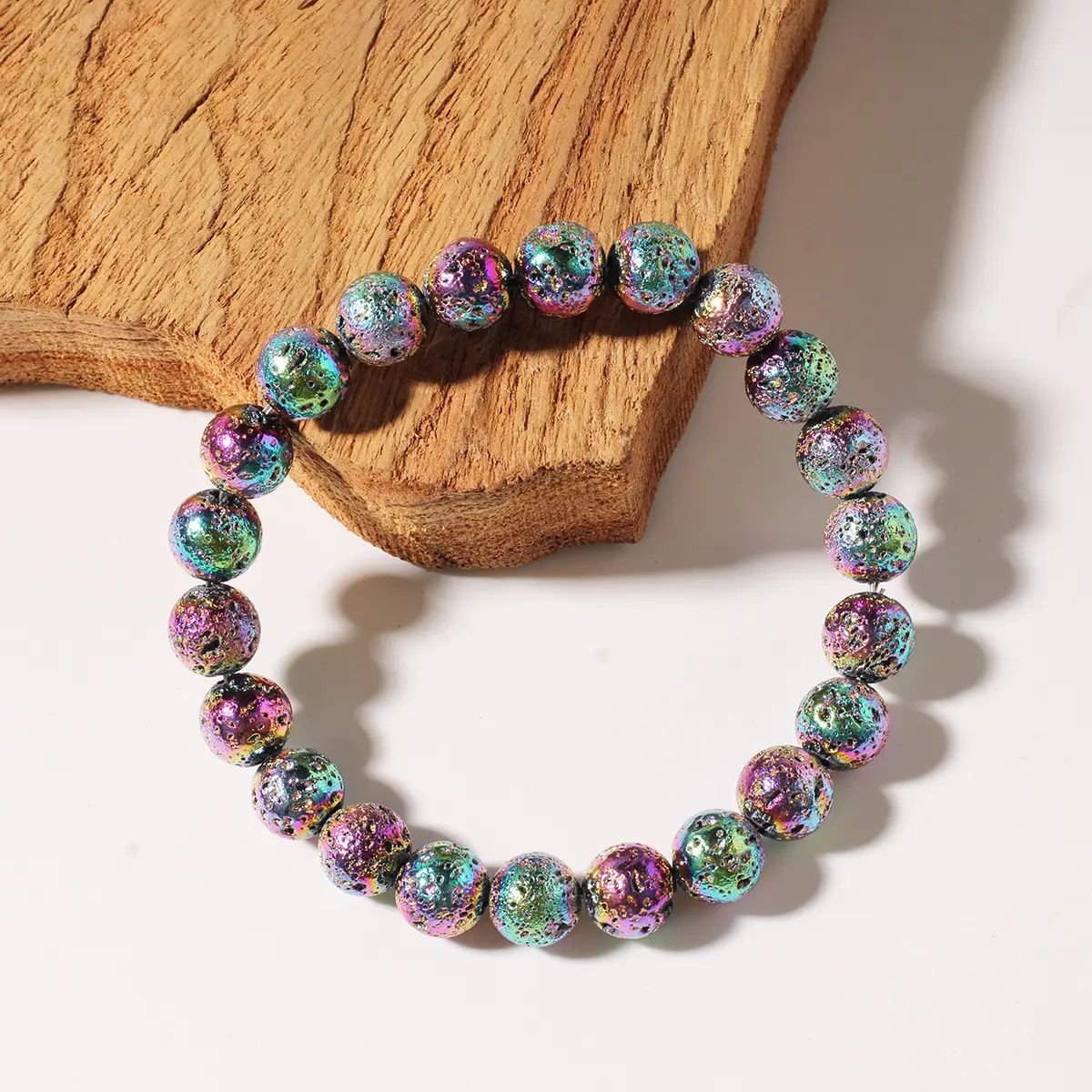 Natural Volcanic Stone Bracelet In Seven Colors