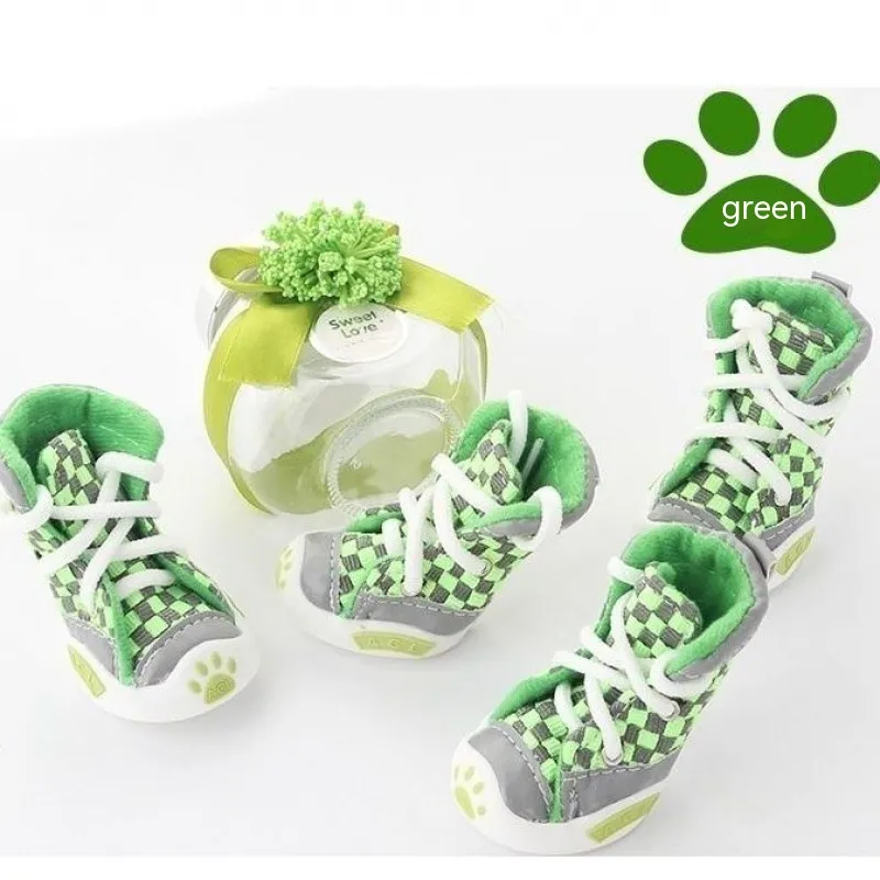 Small Dog Shoes Non-slip Warm - Green