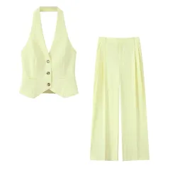 Spring New Fashion Hanging Collar Style Top Trousers Suit - Suit-Xs - View 1