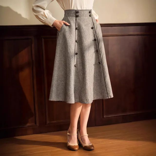 New High waisted Slimming Ladies' Elegant Skirt Khaki - Shop at LoveMi