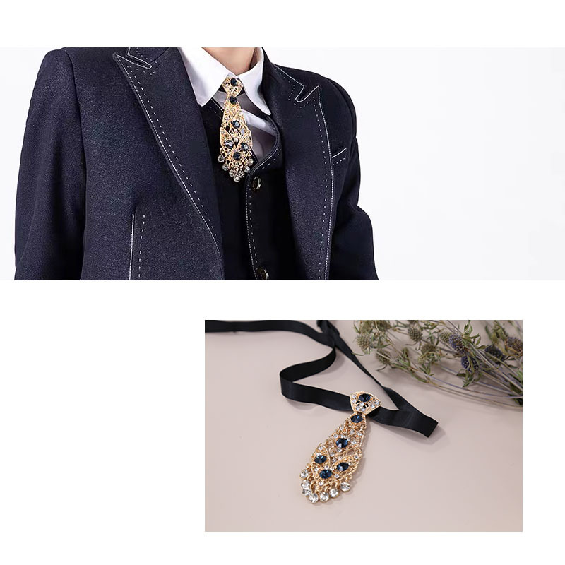 Title 1, Mens Suit with Metal Diamond-Encrusted Tie and...