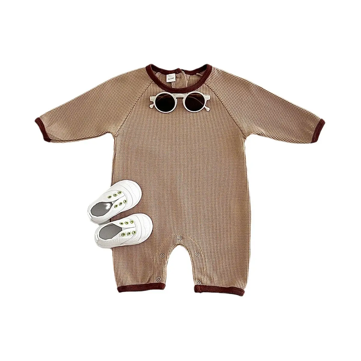 Newborn Rompers Baby Waffle Short Sleeve Rompers