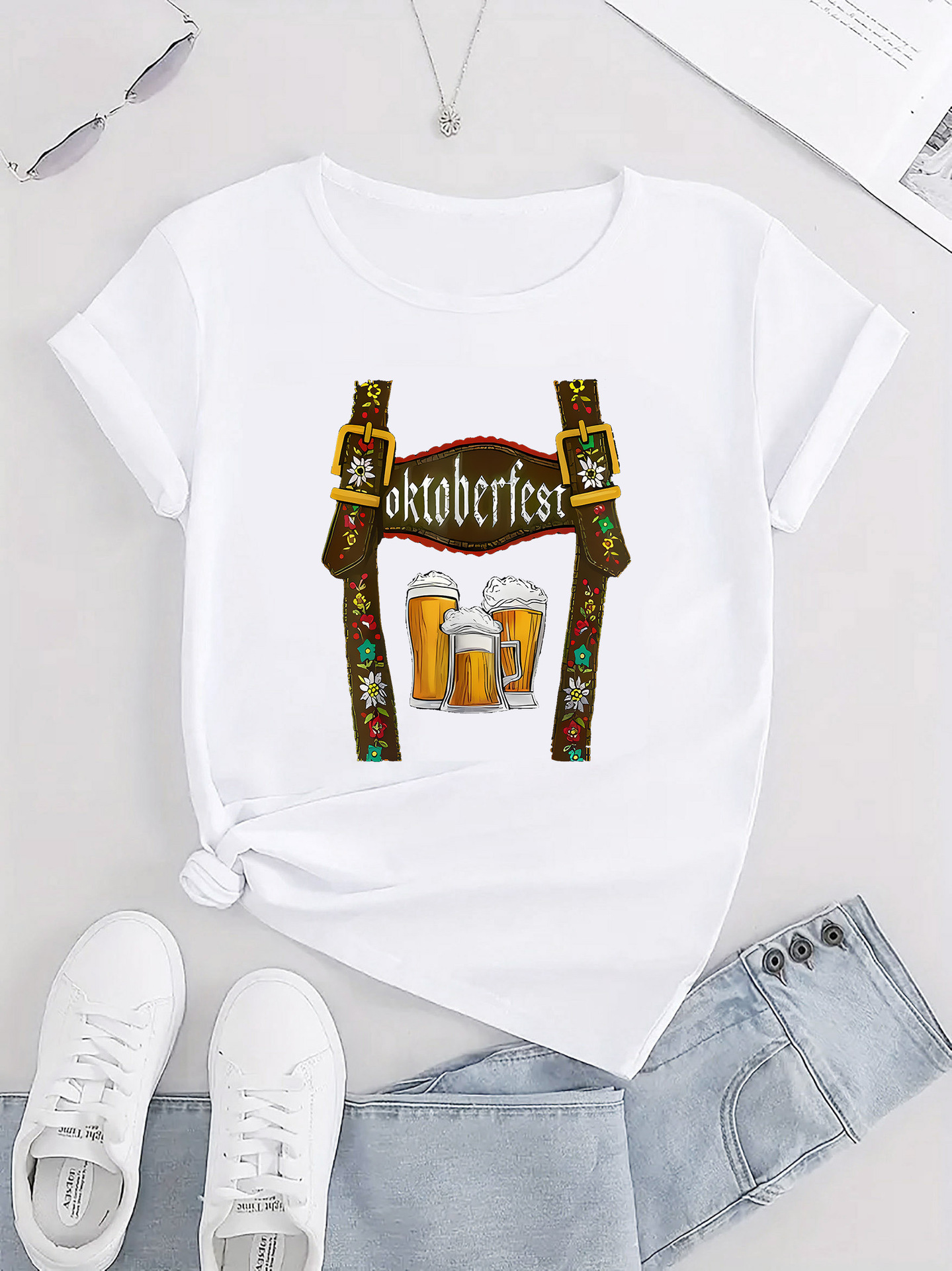 Fashion Personality Women's Oktoberfest Pattern T-shirt