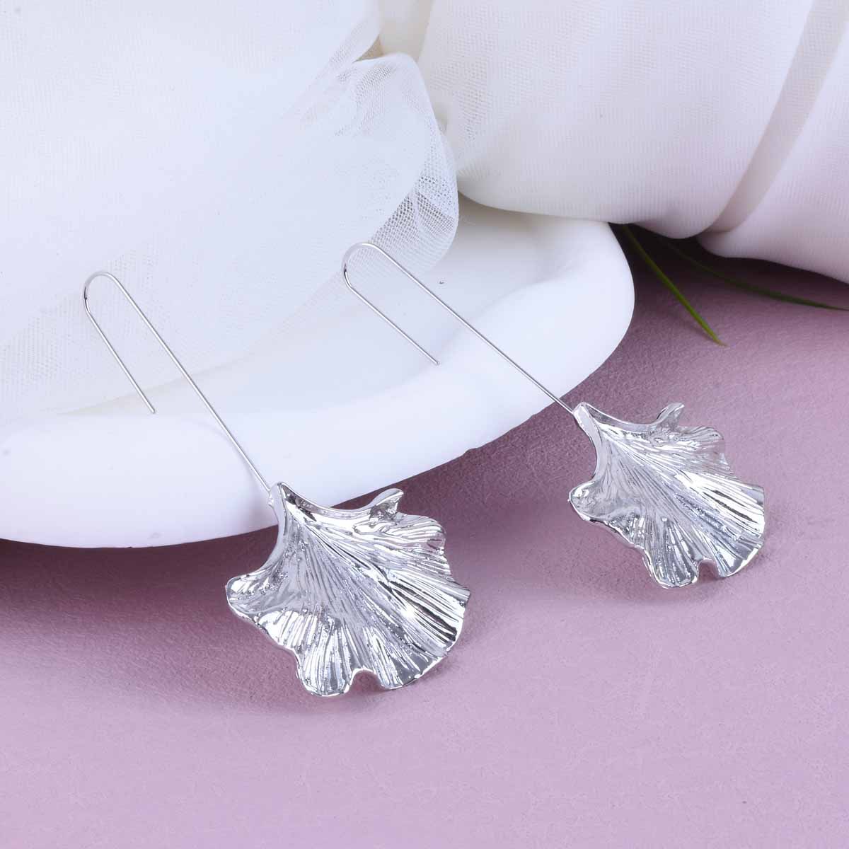 Ginkgo Leaf Alloy Texture Leaf Earrings