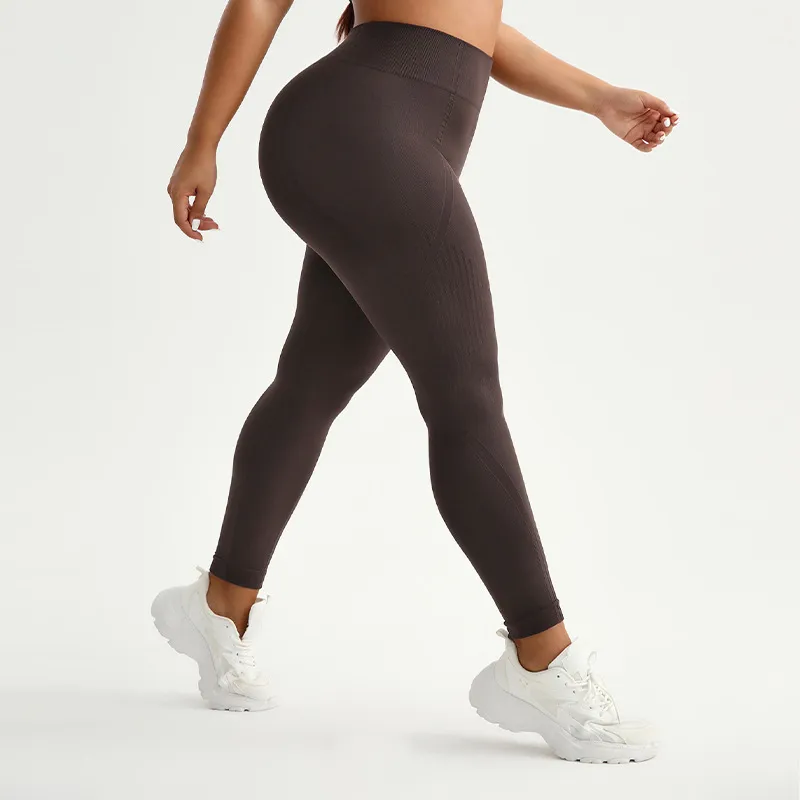 High-waisted Butt-lifting Yoga Pants With Moisture-wicking And High-elasticity Long Pants - Coffee