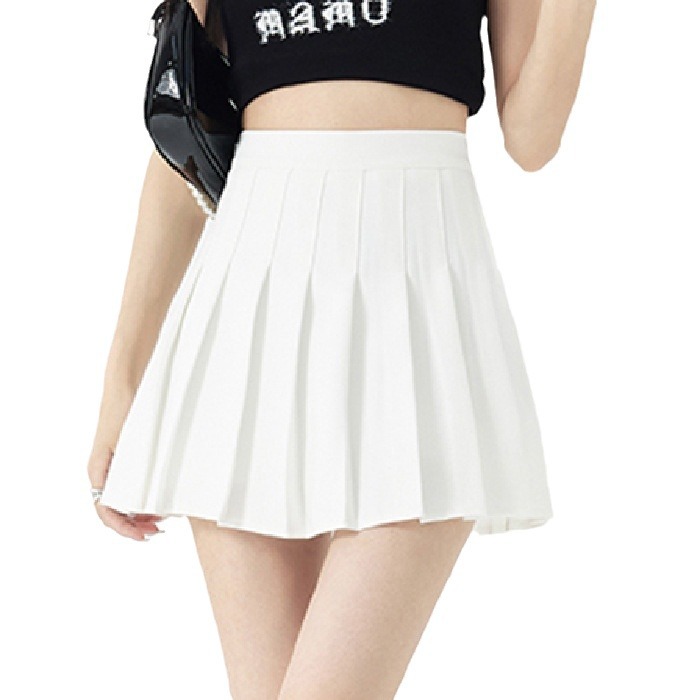 Spring And Summer Black Pleated Skirt Small Slim Fit All-matching
