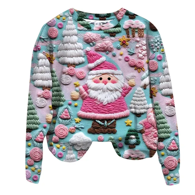 Santa Claus Print Sweater Top 05 Style - Shop at LoveMi