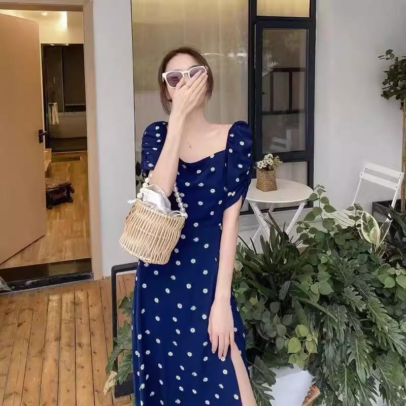 Title 3, French Blue Polka Dots Dress Women