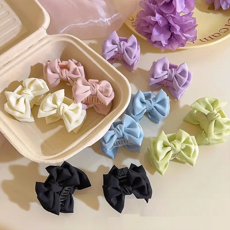 Sweet Satin Bow Hair Accessories Grip Small