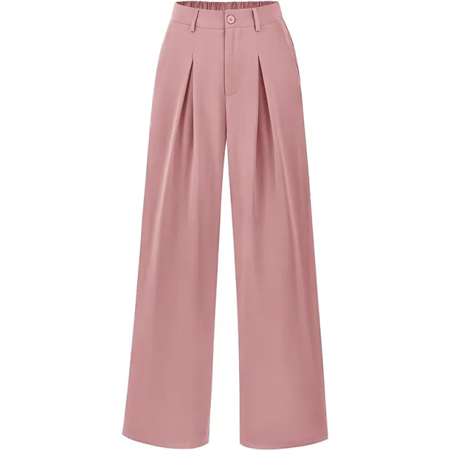 Work Commute Business Style Loose Casual Formal Wear Wide legged Pants Pink - Shop at LoveMi