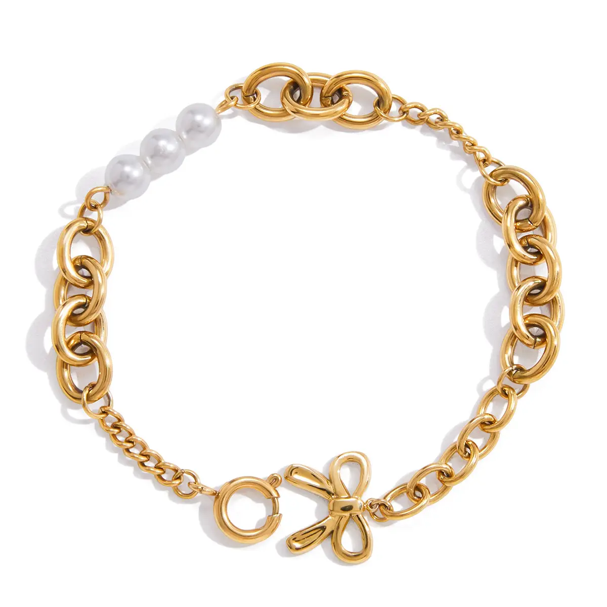 Zimi Design inspired Classic Style 18K Gold Stainless Steel Pearl