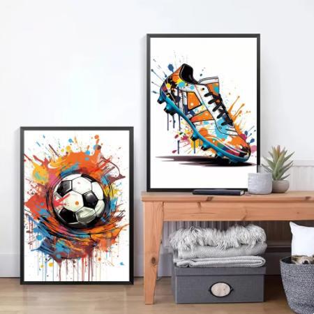 Title 5, Graffiti Soccer Shoes Canvas Home Decoration Pa...