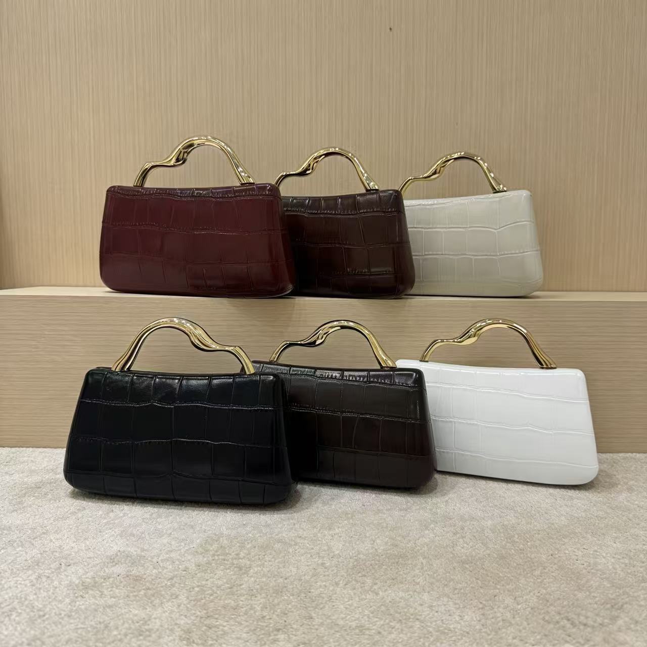 Womens Affordable Luxury PU Structured-handle Evening Bag