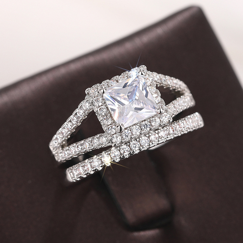 Square Geometric Ring For Women Copper