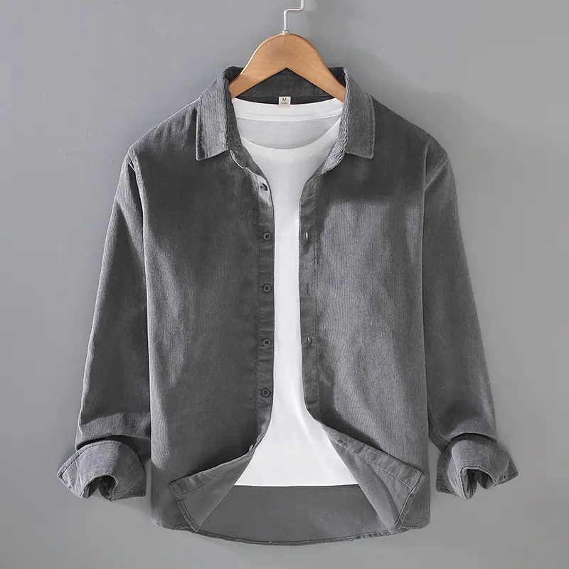 Mens Casual Workwear Layered Corduroy Shirt