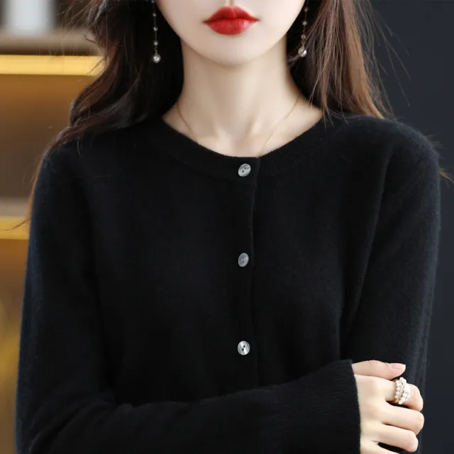 New Womens Short Long sleeved Knitted Cardigan Sweater Black - Shop at LoveMi