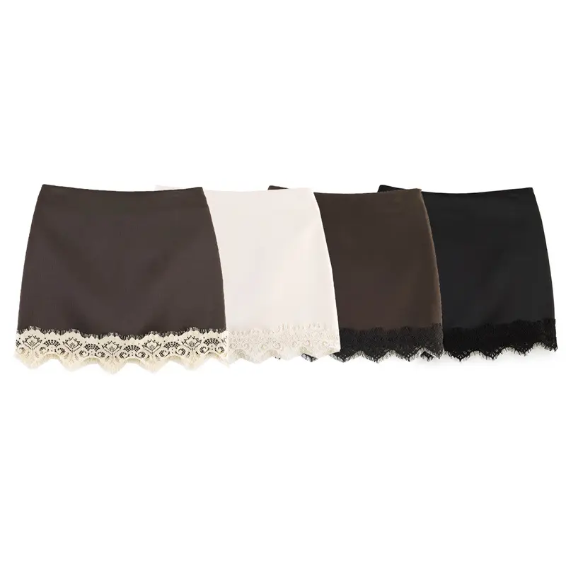 Womens Lace-trimmed Culottes Short Skirt