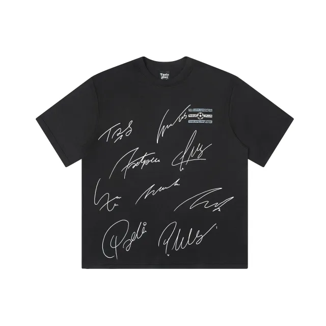 Fashion Personalized Letter Signature Printed Casual T shirt Black - Shop at LoveMi