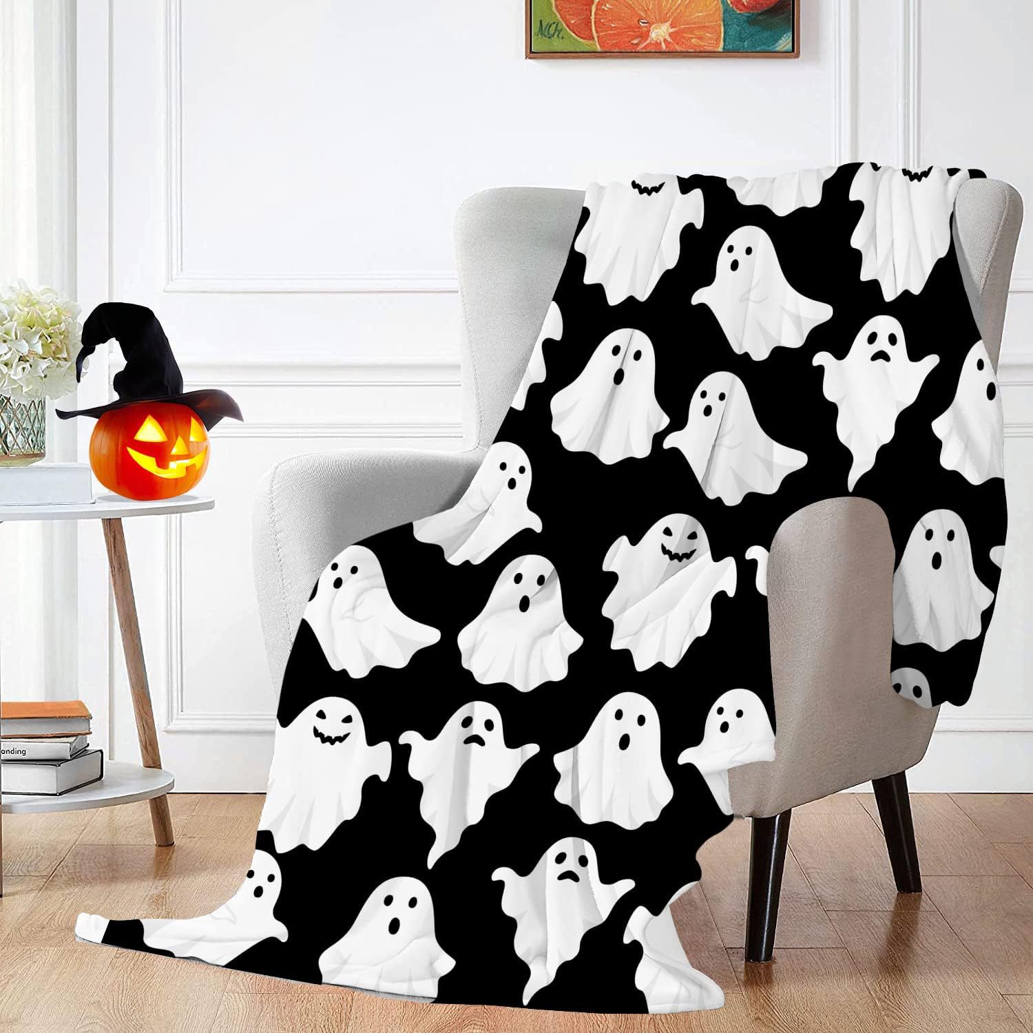 Title 2, Printed Blanket Ghost Halloween Four Seasons Un...